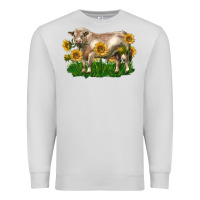 Dove Grey charolais bull with sunflowers Premium Sweatshirt - LillyAllenDesigns