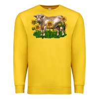 Lemon charolais bull with sunflowers Premium Sweatshirt - LillyAllenDesigns