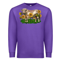 Charolais Bull With Sunflowers Premium Sweatshirt | Teevron