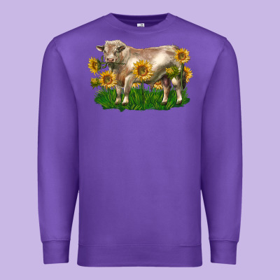 Charolais Bull With Sunflowers Premium Sweatshirt Designed By Lillyallendesigns