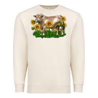 Sandshell charolais bull with sunflowers Premium Sweatshirt - LillyAllenDesigns
