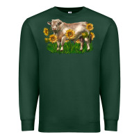 Sports Green charolais bull with sunflowers Premium Sweatshirt - LillyAllenDesigns