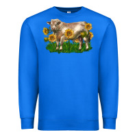 True Royal charolais bull with sunflowers Premium Sweatshirt - LillyAllenDesigns