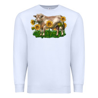 White charolais bull with sunflowers Premium Sweatshirt - LillyAllenDesigns