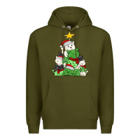 Army Green Christmas cat tree Premium Hoodie - MaliasSmallBusiness
