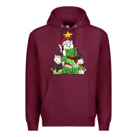 Burgundy Christmas cat tree Premium Hoodie - MaliasSmallBusiness