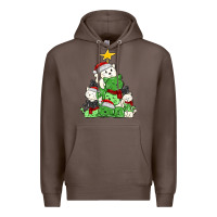 Coffee Christmas cat tree Premium Hoodie - MaliasSmallBusiness