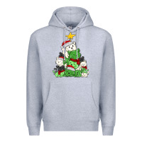 Heather Grey Christmas cat tree Premium Hoodie - MaliasSmallBusiness