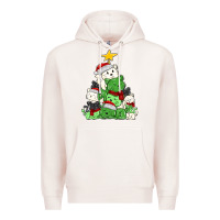 Pale Pink Christmas cat tree Premium Hoodie - MaliasSmallBusiness