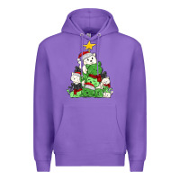 Purple Christmas cat tree Premium Hoodie - MaliasSmallBusiness