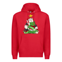 Red Christmas cat tree Premium Hoodie - MaliasSmallBusiness