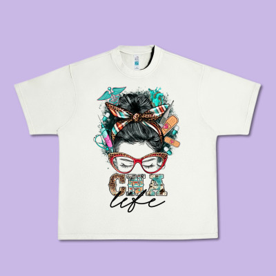 Nurse Cna Life Messy Bun Urban Heavy Tee Designed By Barkaloodesign