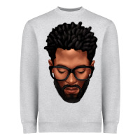Heather Grey bearded black man portrait Heavyweight Sweatshirt - texasbilliewilder