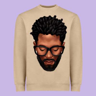 Bearded Black Man Portrait Heavyweight Sweatshirt Designed By Texasbilliewilder