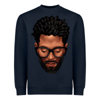 Navy bearded black man portrait Heavyweight Sweatshirt - texasbilliewilder