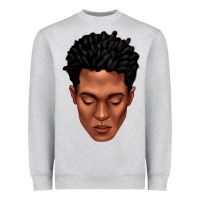 Heather Grey black man portrait Heavyweight Sweatshirt - texasbilliewilder