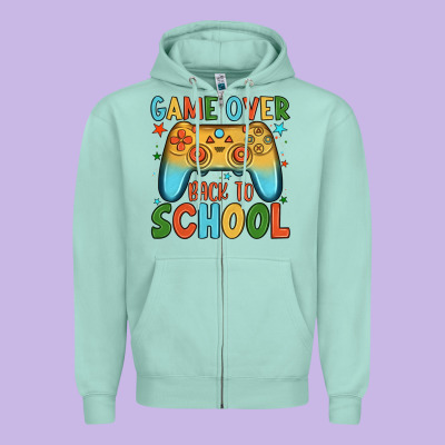 Game Over Back To School Zipper Hoodie Designed By Jahusdesignshop