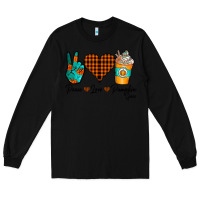 Black Peace Love Pumpkin Spice Long Sleeve Tee - CowhideDigitalArt