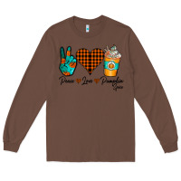 Chestnut Peace Love Pumpkin Spice Long Sleeve Tee - CowhideDigitalArt
