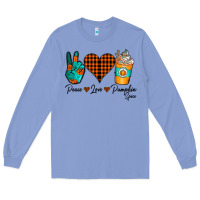 Colony Blue Peace Love Pumpkin Spice Long Sleeve Tee - CowhideDigitalArt