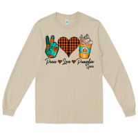 Mushroom Peace Love Pumpkin Spice Long Sleeve Tee - CowhideDigitalArt