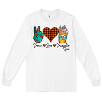 White Peace Love Pumpkin Spice Long Sleeve Tee - CowhideDigitalArt