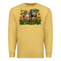 Antique Gold hereford bull and heifer with sunflowers Premium Sweatshirt - LillyAllenDesigns