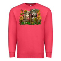 Cardinal hereford bull and heifer with sunflowers Premium Sweatshirt - LillyAllenDesigns