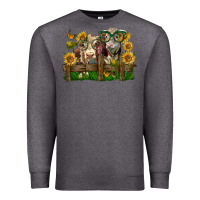 Charcoal Heather hereford bull and heifer with sunflowers Premium Sweatshirt - LillyAllenDesigns