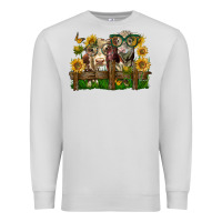 Dove Grey hereford bull and heifer with sunflowers Premium Sweatshirt - LillyAllenDesigns