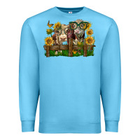 Ocean Blue hereford bull and heifer with sunflowers Premium Sweatshirt - LillyAllenDesigns