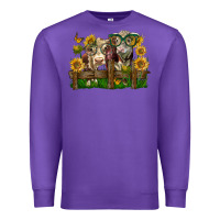 Purple hereford bull and heifer with sunflowers Premium Sweatshirt - LillyAllenDesigns
