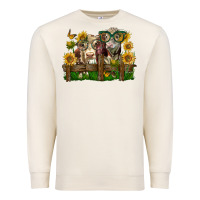 Sandshell hereford bull and heifer with sunflowers Premium Sweatshirt - LillyAllenDesigns