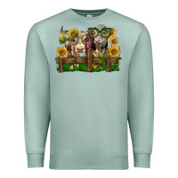 Seafoam hereford bull and heifer with sunflowers Premium Sweatshirt - LillyAllenDesigns