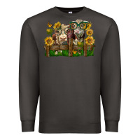 Smoke hereford bull and heifer with sunflowers Premium Sweatshirt - LillyAllenDesigns