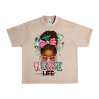 French Oak afro messy bun nurse life Urban Heavy Tee - texasbilliewilder