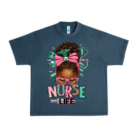 Midnight Navy afro messy bun nurse life Urban Heavy Tee - texasbilliewilder