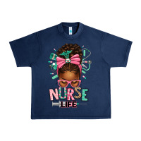 Navy afro messy bun nurse life Urban Heavy Tee - texasbilliewilder
