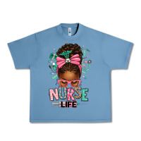 Pebble Blue afro messy bun nurse life Urban Heavy Tee - texasbilliewilder