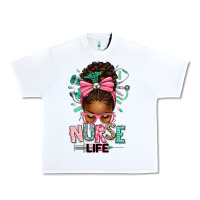White afro messy bun nurse life Urban Heavy Tee - texasbilliewilder