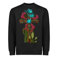Black Gemstone Cross With Cactus Heavyweight Sweatshirt - RanaPortraitStore