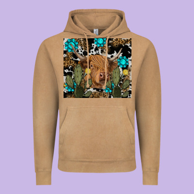 Western Cow Vintage Hoodie Designed By Ranaportraitstore