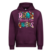 Mauve Wine pray through the chaos Urban Hoodie - Artiststas