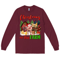 Burgundy christmas on the farm Long Sleeve Tee - FaDigitalArtStudio