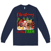 Navy christmas on the farm Long Sleeve Tee - FaDigitalArtStudio