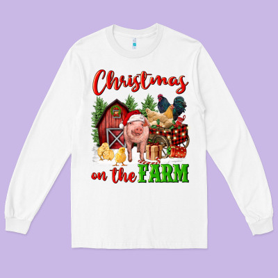 Christmas On The Farm Long Sleeve Tee Designed By Fadigitalartstudio