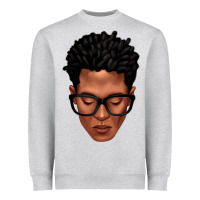 Heather Grey black man portrait Heavyweight Sweatshirt - texasbilliewilder