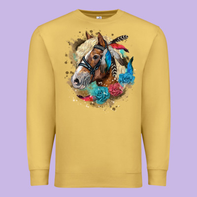 Haflinger Horse Floral Premium Sweatshirt Designed By Lillyallendesigns