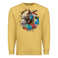 Antique Gold haflinger horse floral Premium Sweatshirt - LillyAllenDesigns