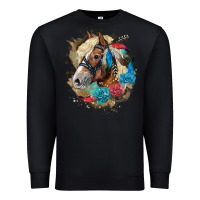 Black haflinger horse floral Premium Sweatshirt - LillyAllenDesigns